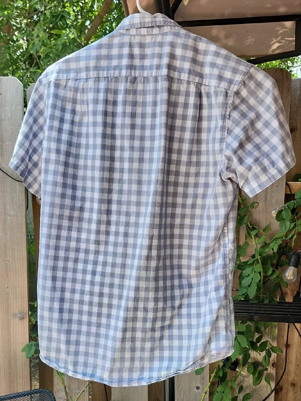 J. Crew Light Blue & White Short-Sleeve Gingham Button-Down Shirt